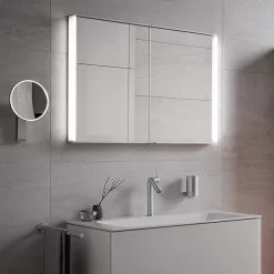 Keuco Royal Match 800mm Semi-Recessed LED Illuminated Mirror Cabinet -Vanity Unit Bathroom Suites 12812171331 l