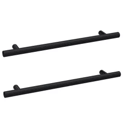 2 X Arezzo Industrial Style Knurled 'T' Bar Matt Black Handles (192mm Centres)