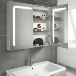 HIB Stratus 60 LED Demisting Aluminium Mirror Cabinet -Vanity Unit Bathroom Suites 46900 d1