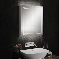 HIB Edge 60 LED Illuminated Aluminium Mirror Cabinet