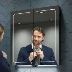 HIB Vapor 50 LED Illuminated Aluminium Mirror Cabinet