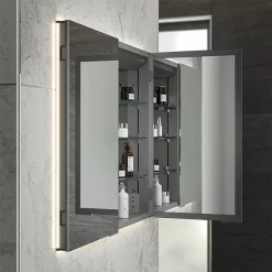 HIB Atrium 60 Semi-Recessed LED Aluminium Mirror Cabinet -Vanity Unit Bathroom Suites 53000 d1 1