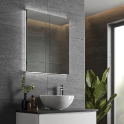 HIB Atrium 60 Semi-Recessed LED Aluminium Mirror Cabinet -Vanity Unit Bathroom Suites 53100 l