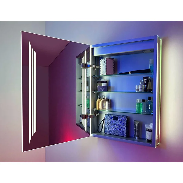 HIB Dimension 50 Bluetooth LED Illuminated Aluminium Mirror Cabinet 5 HIB Dimension 50 Bluetooth LED Illuminated Aluminium Mirror Cabinet - Image 3