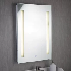 Searchlight Lighting Searchlight Illuminated 2 Light Touch Bathroom Mirror With Shaver Socket -Vanity Unit Bathroom Suites 7450 d1