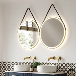 HIB Solstice Brushed Brass 60 Round LED Illuminated Mirror -Vanity Unit Bathroom Suites 79520750d1