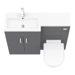 Victorian Plumbing Apollo2 1100mm Gloss Grey Combination Furniture Pack (Excludes Pan + Cistern) -Vanity Unit Bathroom Suites ap1100g d3