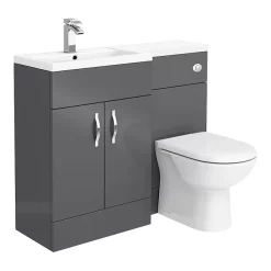 Victorian Plumbing Apollo2 1100mm Gloss Grey Combination Furniture Pack (Excludes Pan + Cistern) -Vanity Unit Bathroom Suites ap1100gd3