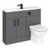 Victorian Plumbing Apollo2 1100 Gloss Grey Slimline Combination Furniture Pack (excl. Pan + Cistern) W. Matt Black Handles -Vanity Unit Bathroom Suites aps1100gmb d3