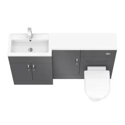Victorian Plumbing Apollo2 1500mm Gloss Grey Combination Furniture Pack (Excludes Pan + Cistern) -Vanity Unit Bathroom Suites aps1500g d3
