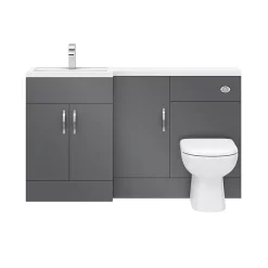 Victorian Plumbing Apollo2 1500mm Gloss Grey Combination Furniture Pack (Excludes Pan + Cistern) -Vanity Unit Bathroom Suites aps1500g d4