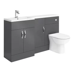 Victorian Plumbing Apollo2 1500mm Gloss Grey Combination Furniture Pack (Excludes Pan + Cistern) -Vanity Unit Bathroom Suites aps1500gd3