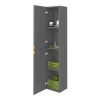 Arezzo Matt Grey Mirrored Wall Hung Tall Storage Cabinet With Brushed Brass Handles 1 Arezzo Matt Grey Mirrored Wall Hung Tall Storage Cabinet With Brushed Brass Handles -Vanity Unit Bathroom Suites arz263bb d2