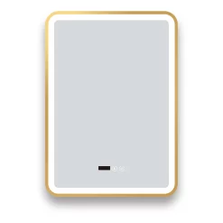 Arezzo Brushed Brass 500 X 700mm Rectangular LED Illuminated Anti-Fog Bathroom Mirror With Time Display -Vanity Unit Bathroom Suites arzim01bb d2