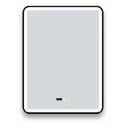 Arezzo Matt Black 600 X 800mm Rectangular LED Illuminated Anti-Fog Bathroom Mirror With Time Display -Vanity Unit Bathroom Suites arzim02mb d3