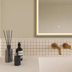 Arezzo Brushed Brass 500 X 700mm Rectangular LED Illuminated Anti-Fog Bathroom Mirror 10 Arezzo Brushed Brass 500 X 700mm Rectangular LED Illuminated Anti-Fog Bathroom Mirror -Vanity Unit Bathroom Suites arzim06bb d1