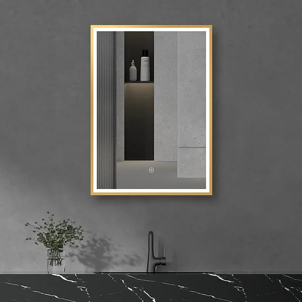 Arezzo Brushed Brass 500 X 700mm Rectangular LED Illuminated Anti-Fog Bathroom Mirror 7 Arezzo Brushed Brass 500 X 700mm Rectangular LED Illuminated Anti-Fog Bathroom Mirror - Image 5