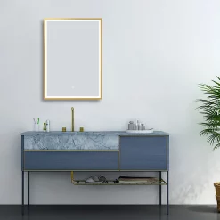 Arezzo Brushed Brass 500 X 700mm Rectangular LED Illuminated Anti-Fog Bathroom Mirror 13 Arezzo Brushed Brass 500 X 700mm Rectangular LED Illuminated Anti-Fog Bathroom Mirror -Vanity Unit Bathroom Suites arzim06bb d5