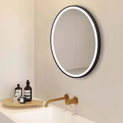 Arezzo Matt Black 600mm Round LED Illuminated Anti-Fog Bathroom Mirror 8 Arezzo Matt Black 600mm Round LED Illuminated Anti-Fog Bathroom Mirror -Vanity Unit Bathroom Suites arzim08mb d1