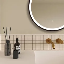 Arezzo Matt Black 600mm Round LED Illuminated Anti-Fog Bathroom Mirror 9 Arezzo Matt Black 600mm Round LED Illuminated Anti-Fog Bathroom Mirror -Vanity Unit Bathroom Suites arzim08mb d2