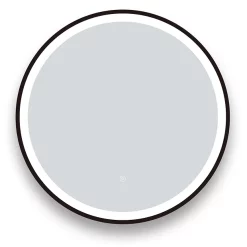 Arezzo Matt Black 600mm Round LED Illuminated Anti-Fog Bathroom Mirror