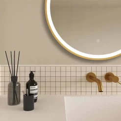 Arezzo Brushed Brass 700mm Round LED Illuminated Anti-Fog Bathroom Mirror -Vanity Unit Bathroom Suites arzim09bb d1