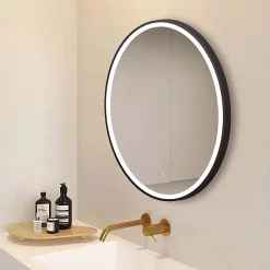Arezzo Matt Black 700mm Round LED Illuminated Anti-Fog Bathroom Mirror -Vanity Unit Bathroom Suites arzim09mb d2