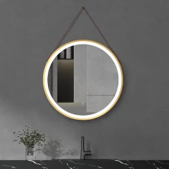 Arezzo Brushed Brass Hanging 600mm Round LED Illuminated Anti-Fog Bathroom Mirror 9 Arezzo Brushed Brass Hanging 600mm Round LED Illuminated Anti-Fog Bathroom Mirror -Vanity Unit Bathroom Suites arzim11bb d2