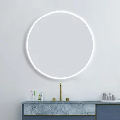 Arezzo 800mm Large Round LED Illuminated Anti-Fog Mirror + Bluetooth -Vanity Unit Bathroom Suites az045 d3n