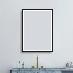 Arezzo Matt Black 500 X 700mm Rectangular LED Illuminated Anti-Fog Bathroom Mirror -Vanity Unit Bathroom Suites az113mb d3n