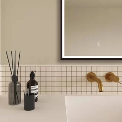 Arezzo Matt Black 500 X 700mm Rectangular LED Illuminated Anti-Fog Bathroom Mirror -Vanity Unit Bathroom Suites az113mb d5n