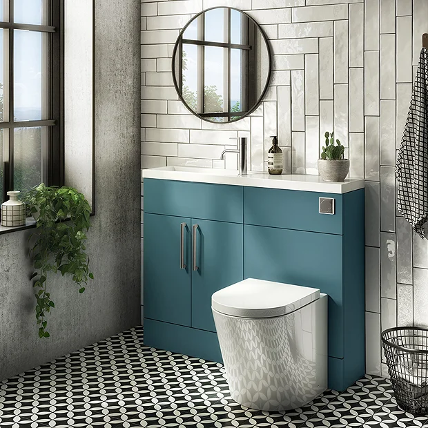 Arezzo 1100 Matt Green Slimline Combination Vanity Unit (Chrome Flush & Handles) 4 Arezzo 1100 Matt Green Slimline Combination Vanity Unit (Chrome Flush & Handles) - Image 2