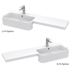 Arezzo 1100 Matt Green Semi-Recessed Round Combination Vanity Unit (Matt Black Flush & Handles) -Vanity Unit Bathroom Suites az11tgmbnd5