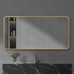 Arezzo Brushed Brass Framed Bathroom Mirror - 1400 X 700mm -Vanity Unit Bathroom Suites az147cvbb d2