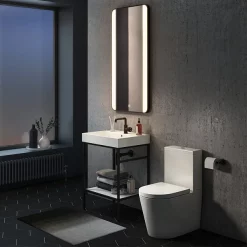 Arezzo Matt Black 600 X 1200mm Rectangular LED Illuminated Anti-Fog Bathroom Mirror