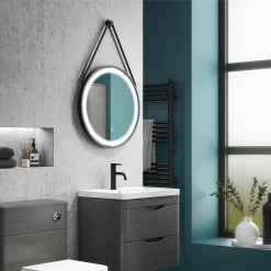 Arezzo Matt Black 600mm Round LED Illuminated Anti-Fog Bathroom Mirror 13 Arezzo Matt Black 600mm Round LED Illuminated Anti-Fog Bathroom Mirror -Vanity Unit Bathroom Suites az47mb n d2