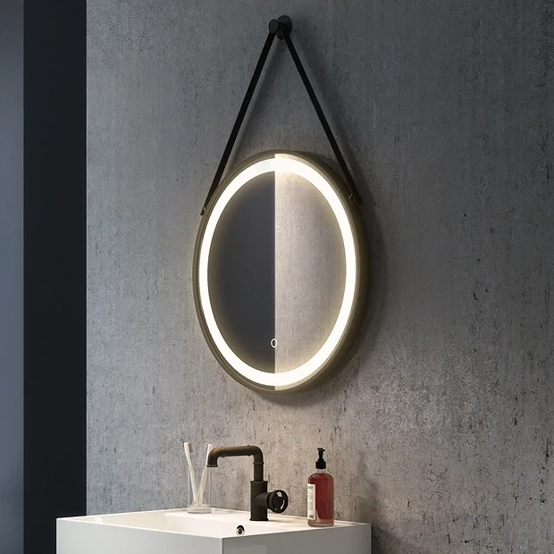 Arezzo Matt Black 600mm Round LED Illuminated Anti-Fog Bathroom Mirror 4 Arezzo Matt Black 600mm Round LED Illuminated Anti-Fog Bathroom Mirror - Image 2