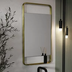 Arezzo Brushed Brass 550 X 1000mm Mirror With Shelf 7 Arezzo Brushed Brass 550 X 1000mm Mirror With Shelf -Vanity Unit Bathroom Suites az55100bb d1