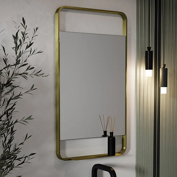 Arezzo Brushed Brass 550 X 1000mm Mirror With Shelf 5 Arezzo Brushed Brass 550 X 1000mm Mirror With Shelf - Image 3