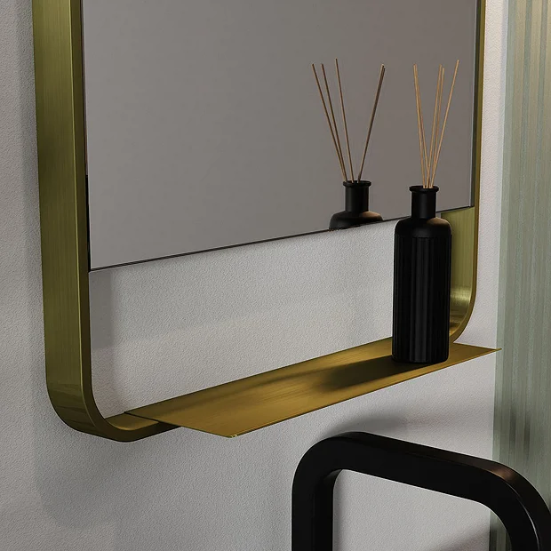 Arezzo Brushed Brass 550 X 1000mm Mirror With Shelf 3 Arezzo Brushed Brass 550 X 1000mm Mirror With Shelf
