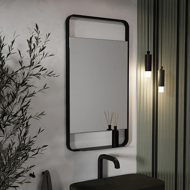 Arezzo Matt Black 550 X 1000mm Mirror With Shelf 5 Arezzo Matt Black 550 X 1000mm Mirror With Shelf - Image 3