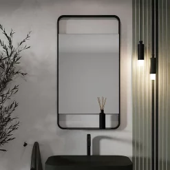 Arezzo Matt Black 550 X 1000mm Mirror With Shelf 9 Arezzo Matt Black 550 X 1000mm Mirror With Shelf -Vanity Unit Bathroom Suites az55100mb d2