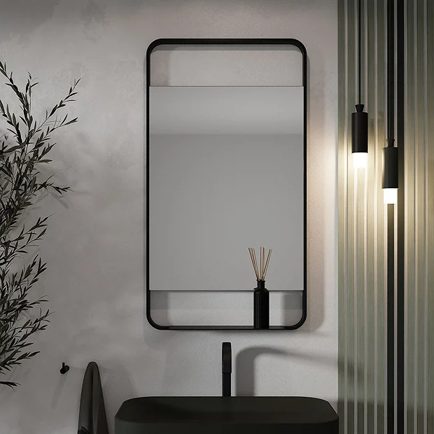 Arezzo Matt Black 550 X 1000mm Mirror With Shelf 6 Arezzo Matt Black 550 X 1000mm Mirror With Shelf - Image 4