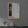 Arezzo Brushed Brass Square Edge 700 X 500 Mirror -Vanity Unit Bathroom Suites az57bb d2