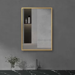 Arezzo Brushed Brass Square Edge 700 X 500 Mirror