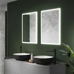 Arezzo 500 X 700mm Recessed LED Illuminated Bathroom Mirror Cabinet With Shaver Socket & Anti-Fog -Vanity Unit Bathroom Suites az8920mb d1