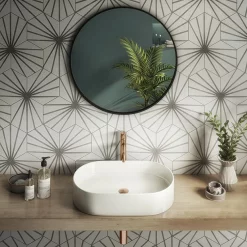 Arezzo Matt Black 800mm Round Mirror