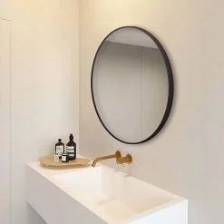 Arezzo Matt Black 800mm Round Mirror -Vanity Unit Bathroom Suites az8brm d3n