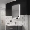 Arezzo Matt Black 800 X 500mm Backlit LED Bathroom Mirror With Hanging Shelf & Anti-Fog -Vanity Unit Bathroom Suites az9003mb d1