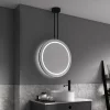 Arezzo Matt Black 600mm Hanging LED Illuminated Bathroom Mirror With Infrared Sensor & Anti-Fog -Vanity Unit Bathroom Suites az9203mb d2